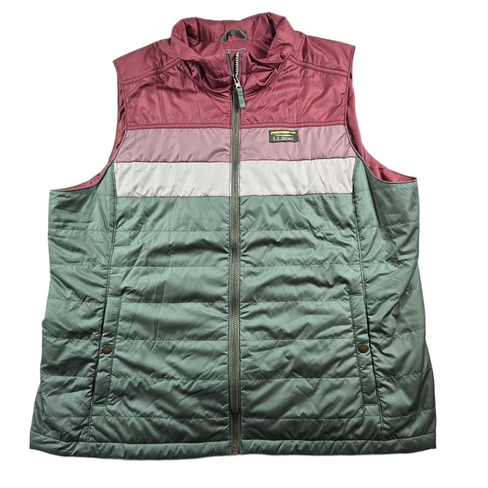 LL Bean Mountain Classic Puffer Vest Womens 2X Plus Colorblock Quilted PrimaLoft
